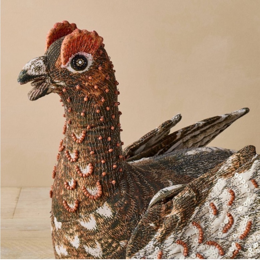 John Derian Beaded Grouse Pillow - Picture 3 of 4